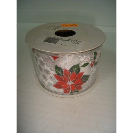 CINTA NAVIDAD BLANCA 6 CM ALAMBRADA ?
