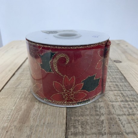 CINTA NAVIDAD POINSETTIA - 6CM